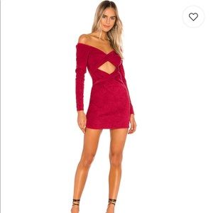 Lovers+Friends red shoulder off dresses